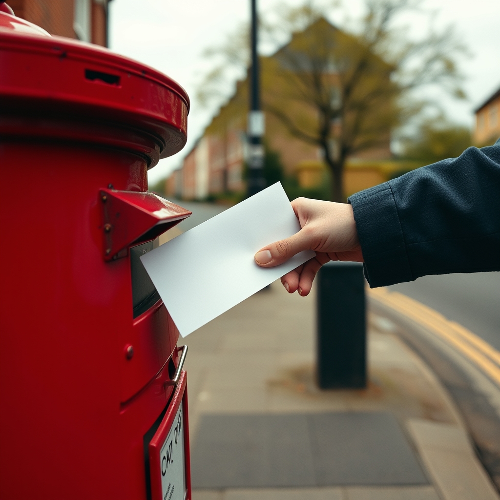 Envelope being posted into a letterbox as a free postal competition entry
