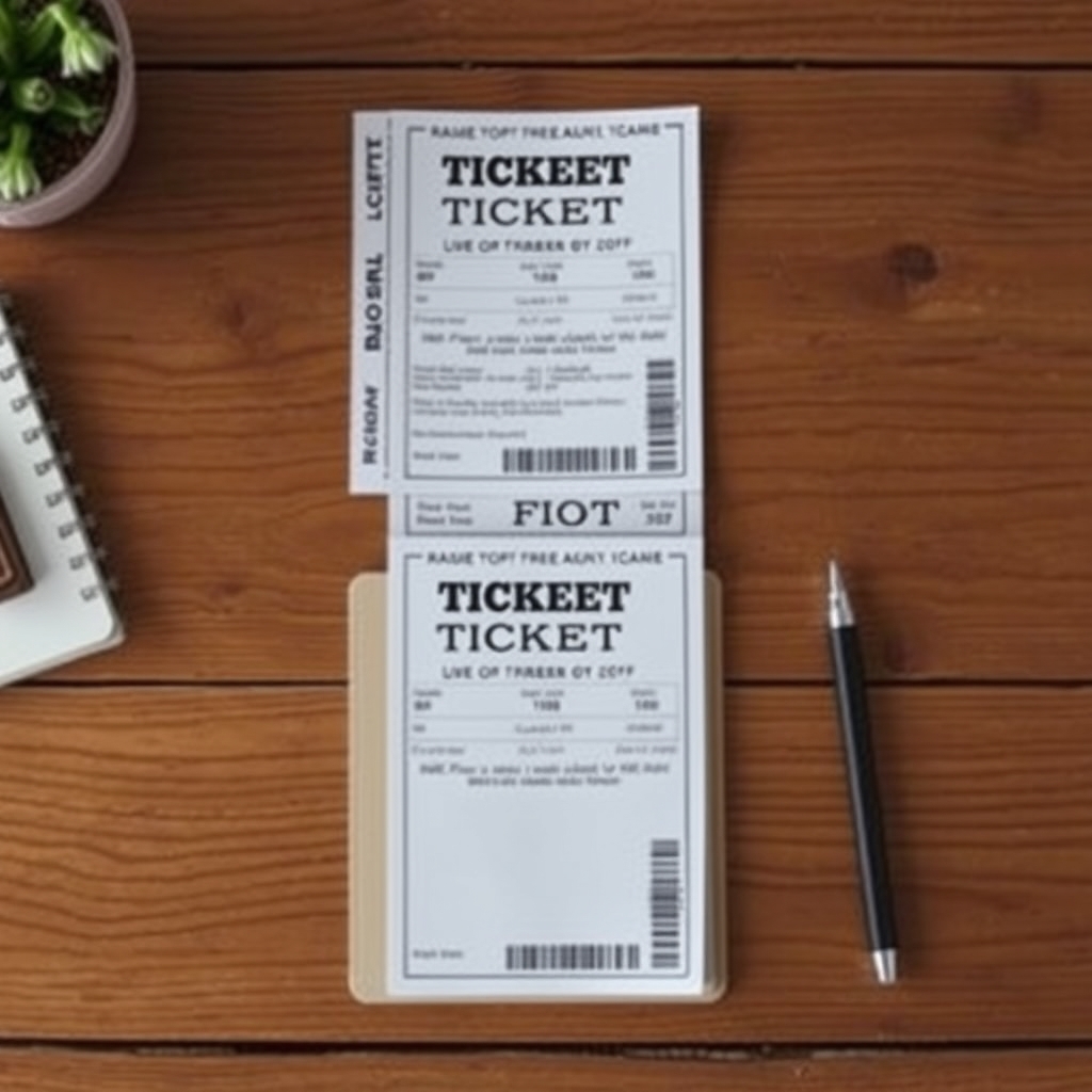 Two competition tickets side by side being compared on a wooden table